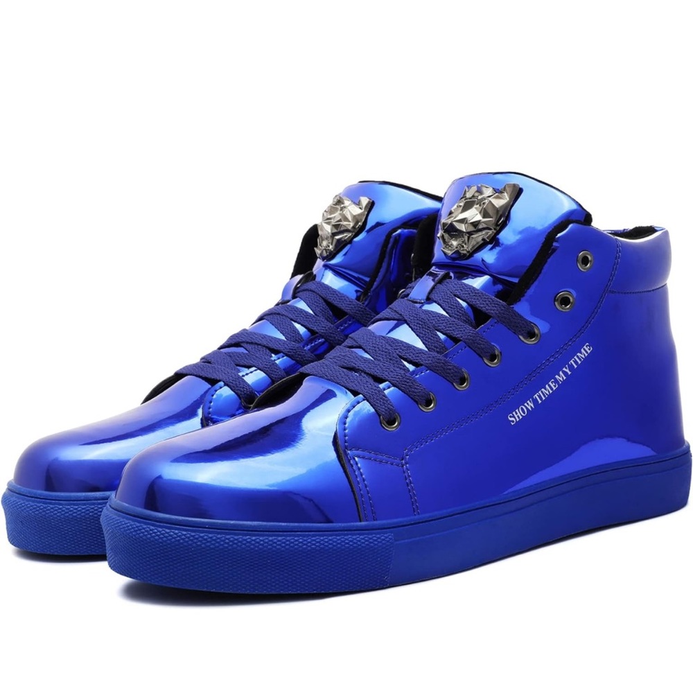 IGxx Men's Sneakers Punk Ankle Boots for Men Metal Rivet High Top Shoes